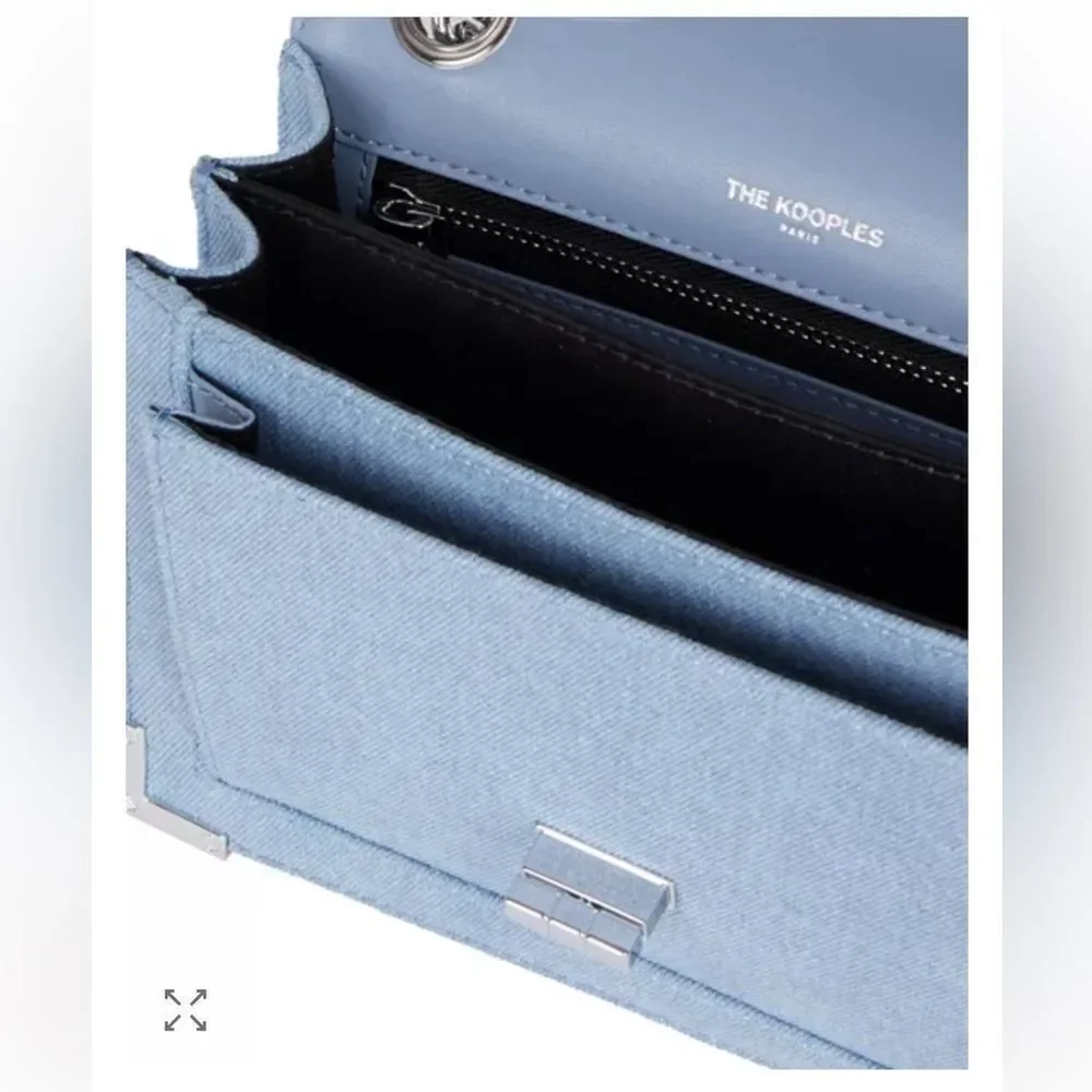 The Kooples Emily blue denim chain bagl NWT